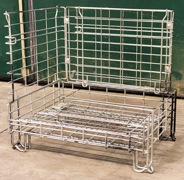 MC015-07 CESTE IN FILO METALLICO ZINCATO IMPILABILI AD INCASTRO E ABBATTIBILI mm 800 x 600 h735 (mezzo pallet) - immagine 4