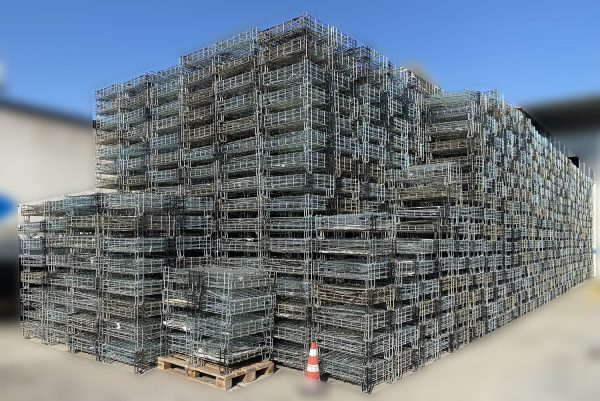 MC015-07 CESTE IN FILO METALLICO ZINCATO IMPILABILI AD INCASTRO E ABBATTIBILI mm 800 x 600 h735 (mezzo pallet) - immagine 10