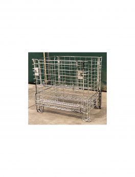 MC015-07 CESTE IN FILO METALLICO ZINCATO IMPILABILI AD INCASTRO E ABBATTIBILI mm 800 x 600 h735 (mezzo pallet)