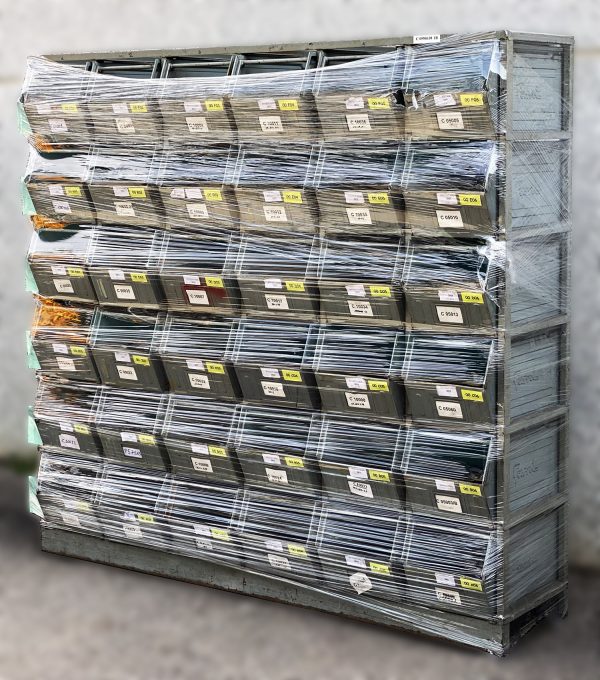 MC003-02 SCAFFALATURA CON CASSETTE DI METALLO A BOCCA DI LUPO mm 2110 x 520 h 1960 - immagine 7