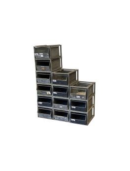 MC016-01 SCAFFALATURA COMPONIBILE PER CASSETTE A BOCCA DI LUPO mm 500 x 360 h250