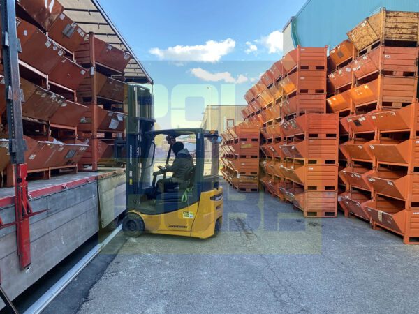 MC036-22 CONTENITORI INDUSTRIALI IN LAMIERA A BOCCA DI LUPO CON SLITTE SUL LATO CORTO mm 1000x800+250 h695 - immagine 13