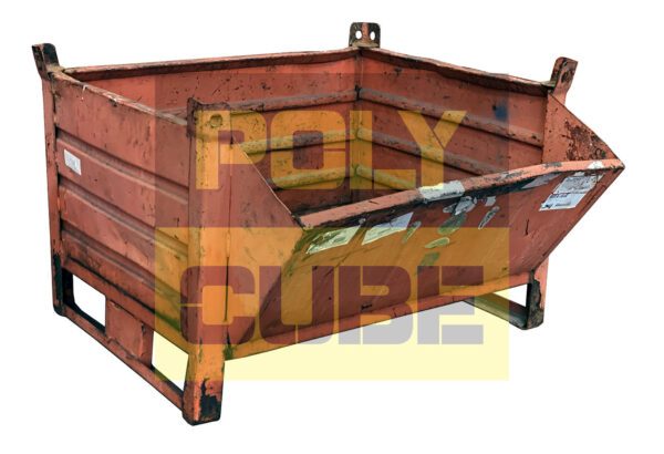 MC036-22 CONTENITORI INDUSTRIALI IN LAMIERA A BOCCA DI LUPO CON SLITTE SUL LATO CORTO mm 1000x800+250 h695 - immagine 3