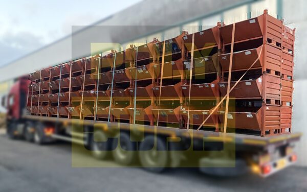 MC036-22 CONTENITORI INDUSTRIALI IN LAMIERA A BOCCA DI LUPO CON SLITTE SUL LATO CORTO mm 1000x800+250 h695 - immagine 12