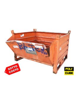 MCSC036-22 CONTENITORI INDUSTRIALI IN LAMIERA A BOCCA DI LUPO CON SLITTE SUL LATO CORTO SECONDA SCELTA mm 1000×800+250 h695