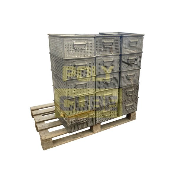 MC015-25 CASSETTE IN METALLO SOVRAPPONIBILI FORATE mm 450X300 H200 RIF. 272.4 (LOTTO DA 15 PEZZI)