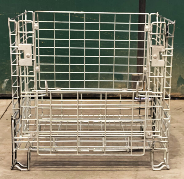 MC015-07 CESTE IN FILO METALLICO ZINCATO IMPILABILI AD INCASTRO mezzo modulo mm 800 x 600 h735 - immagine 3