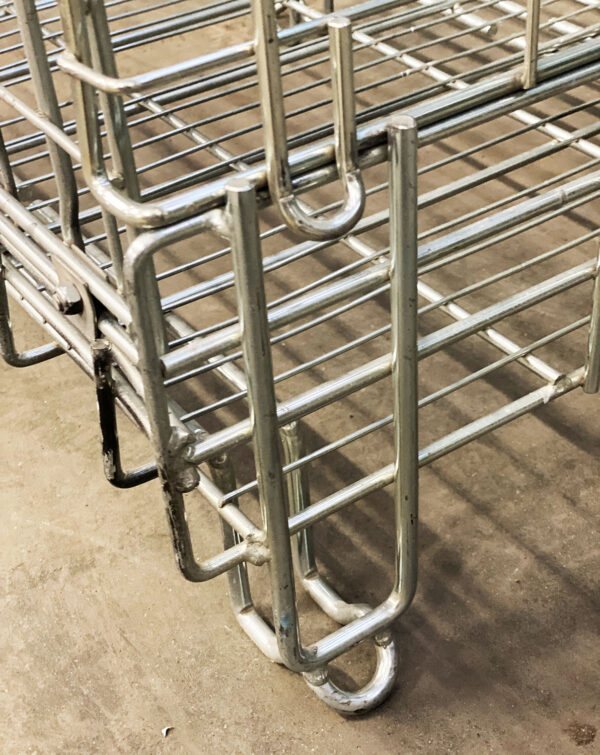 MC015-07 CESTE IN FILO METALLICO ZINCATO IMPILABILI AD INCASTRO mezzo modulo mm 800 x 600 h735 - immagine 6