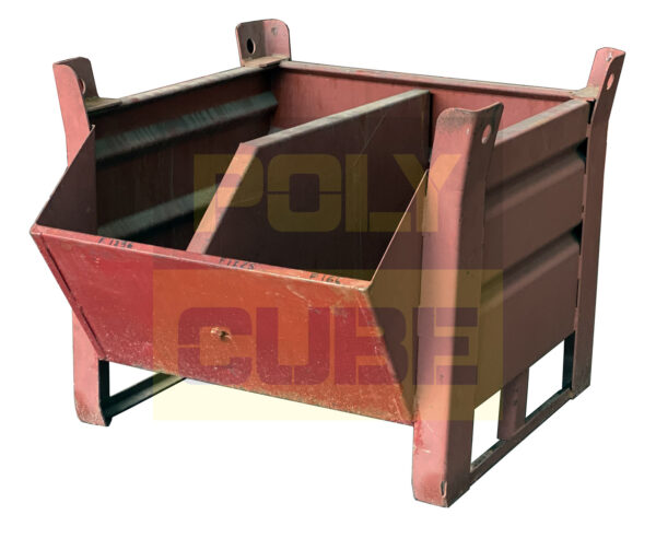MC028-10 CONTENITORI IN LAMIERA A BOCCA DI LUPO CON SLITTE SUL LATO CORTO mm 700X645+160 h625 - immagine 2