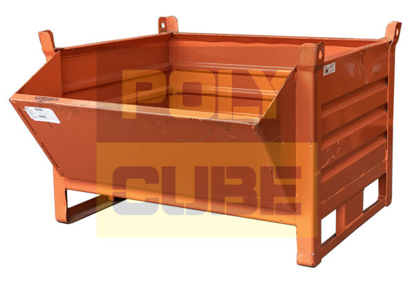MC036-22 CONTENITORI INDUSTRIALI IN LAMIERA A BOCCA DI LUPO CON SLITTE SUL LATO CORTO mm 1000×800+250 h695 - immagine 2
