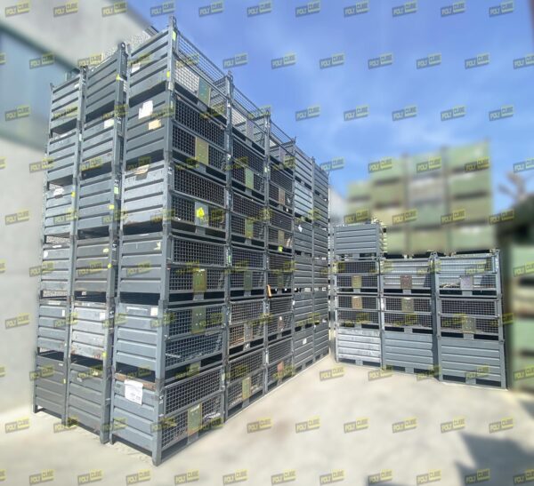 MC093-13 CONTENITORI INDUSTRIALI CON PORTELLA misto lamiera e rete mm 1000 X 800 H840 - immagine 10