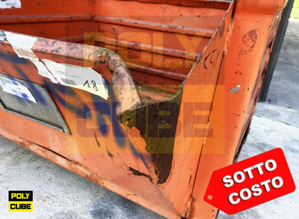 MCSC036-22 CONTENITORI INDUSTRIALI IN LAMIERA A BOCCA DI LUPO CON SLITTE SUL LATO CORTO SECONDA SCELTA mm 1000×800+250 h695 - immagine 4