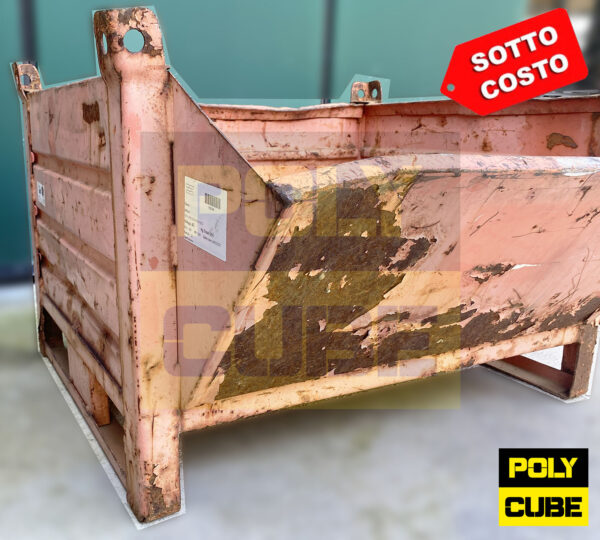 MCSC036-22 CONTENITORI INDUSTRIALI IN LAMIERA A BOCCA DI LUPO CON SLITTE SUL LATO CORTO SECONDA SCELTA mm 1000×800+250 h695 - immagine 5