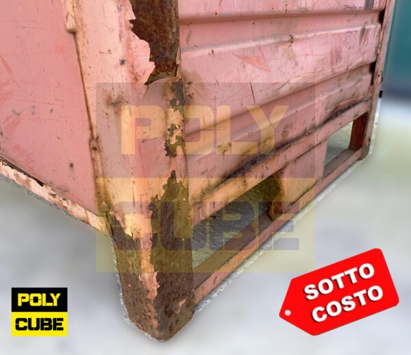 MCSC036-22 CONTENITORI INDUSTRIALI IN LAMIERA A BOCCA DI LUPO CON SLITTE SUL LATO CORTO SECONDA SCELTA mm 1000×800+250 h695 - immagine 8