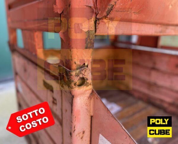 MCSC036-22 CONTENITORI INDUSTRIALI IN LAMIERA A BOCCA DI LUPO CON SLITTE SUL LATO CORTO SECONDA SCELTA mm 1000×800+250 h695 - immagine 11