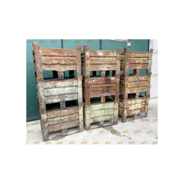 MC015-26 CONTENITORI INDUSTRIALI IN LAMIERA SERIE PESANTE mm800X500 H600 (lotto di 9 pezzi)